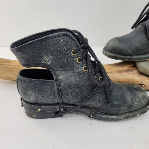 Jeffrey campbell distressed black leather open back booties - Picture 5 of 12